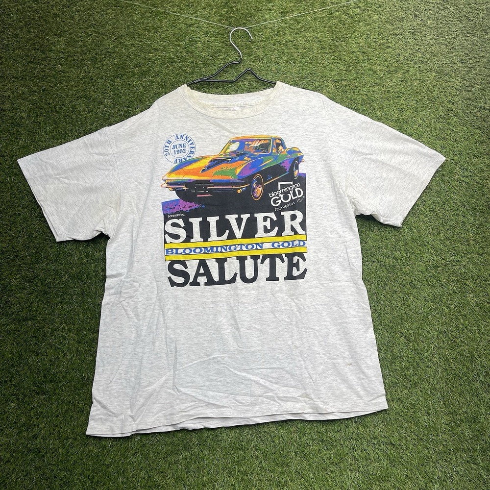Vintage Bloomington Gold Corvette Shirt Mens XL 20th Anniversary Silver Salute